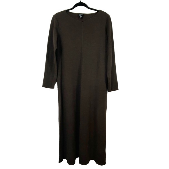 Eileen Fisher Dresses & Skirts - Eileen Fisher Women’s Viscose & Wool Chocolate Brown Long Sweater Dress Size M